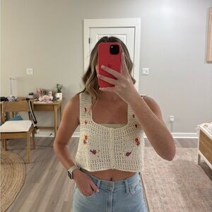 Free People crotchet top! size small!